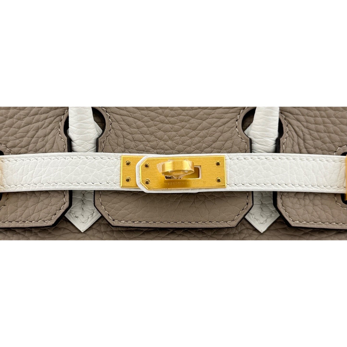 Hermes Birkin 25 Special Order Gris Tourterelle White Gray Leather Brushed Gold