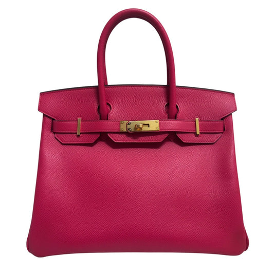 Hermes Birkin 30 Rose Extreme Pink Epsom Leather Gold Hardware Handbag