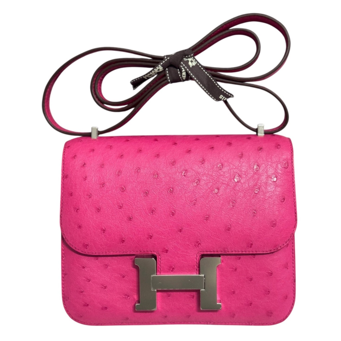 HERMES Constance 18 Mini Rose Tyrien Pink Ostrich Leather Palladium Hardware