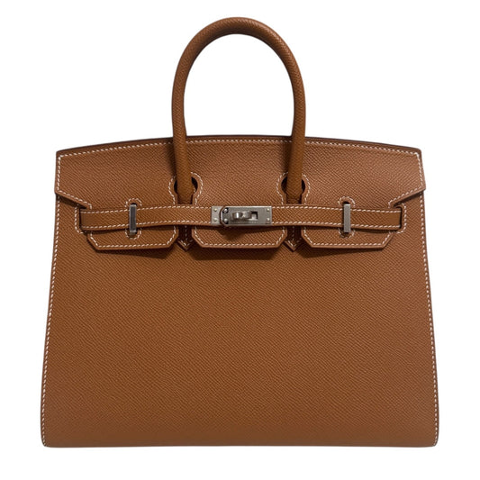Hermes Birkin 25 Sellier Gold Tan Epsom Leather Palladium Hardware