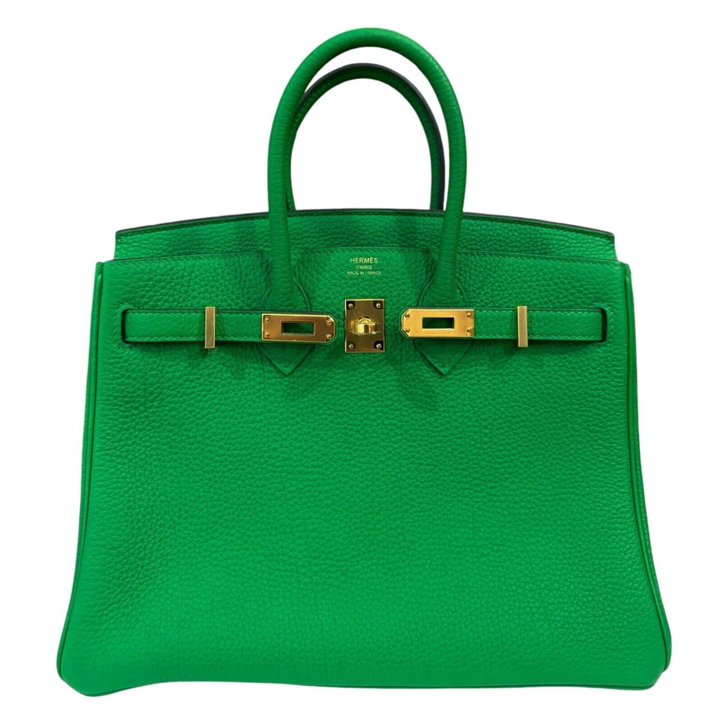 Hermes Birkin 25 Bamboo Bambou Green Togo Leather Gold Hardware Handbag