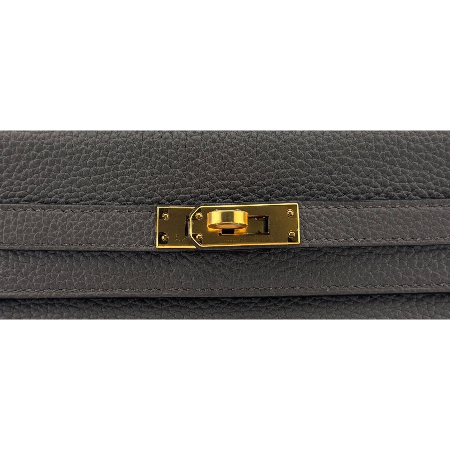 Hermes Kelly 25 Etain Gris Gray Grey Togo Leather Gold Hardware