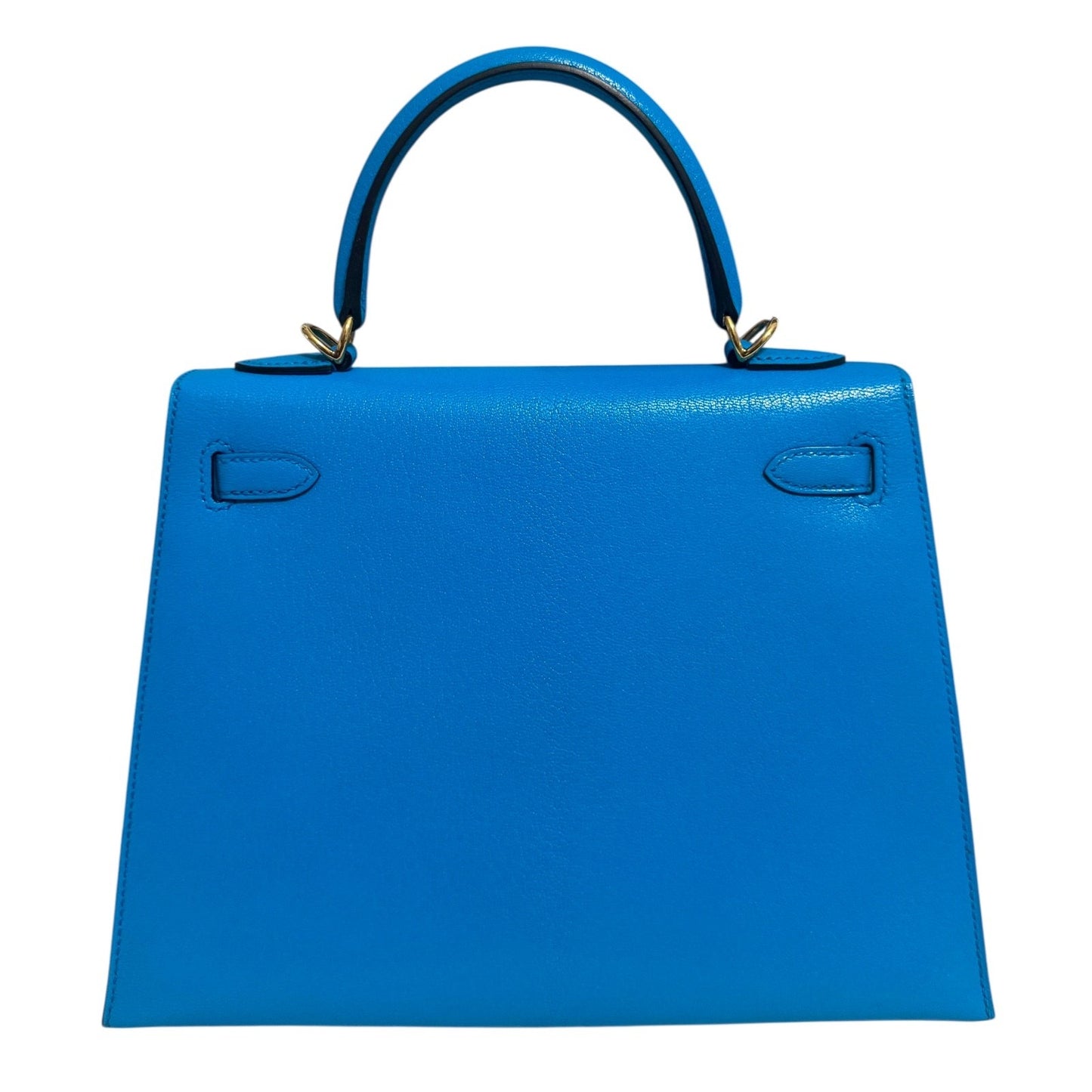 Hermes Kelly 25 Sellier Blue Frida Bleu Chevre Chamkila Leather Gold Hardware