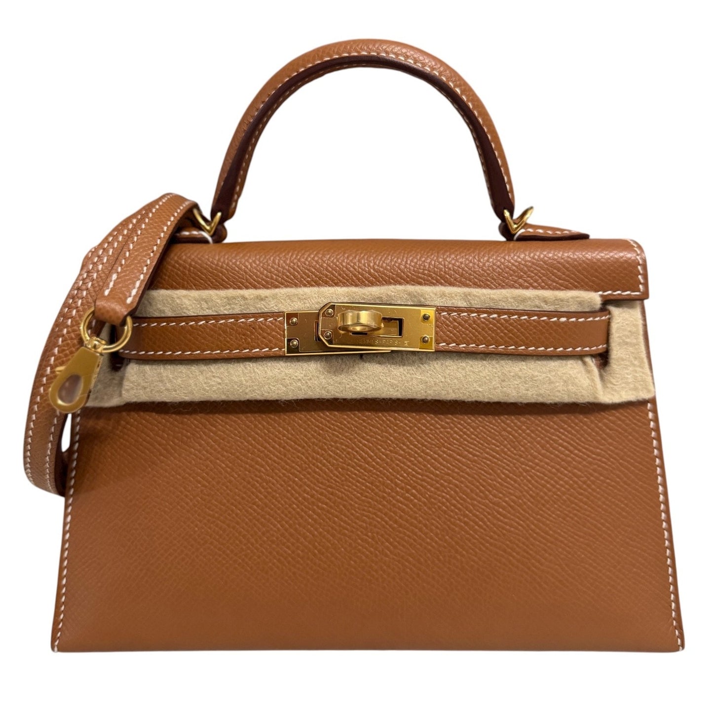 Hermes Kelly Mini 20 Gold Tan Epsom Leather Gold Hardware