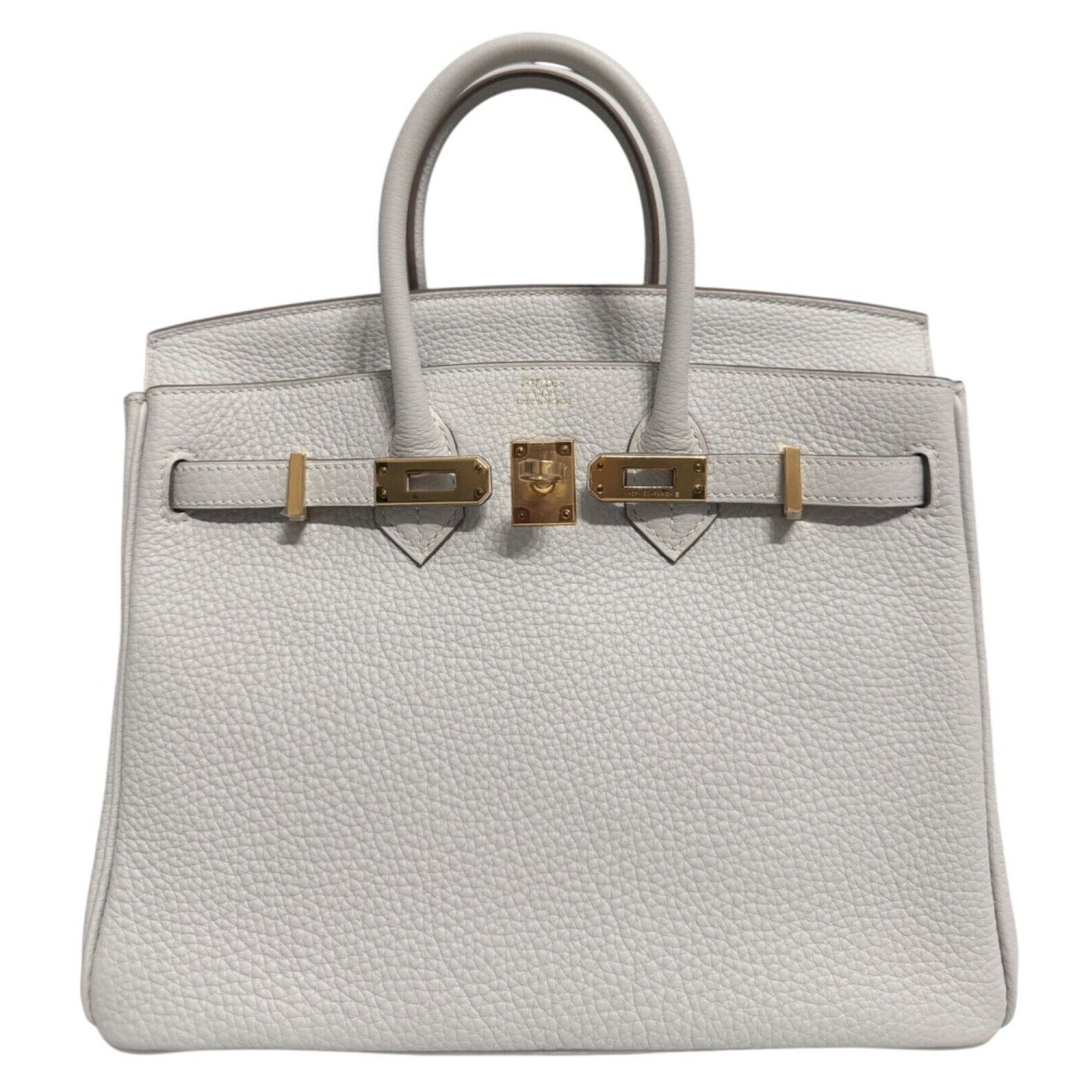 Hermes Birkin 25 Gris Pale Gray Grey Togo Leather Gold Hardware Handbag NEW