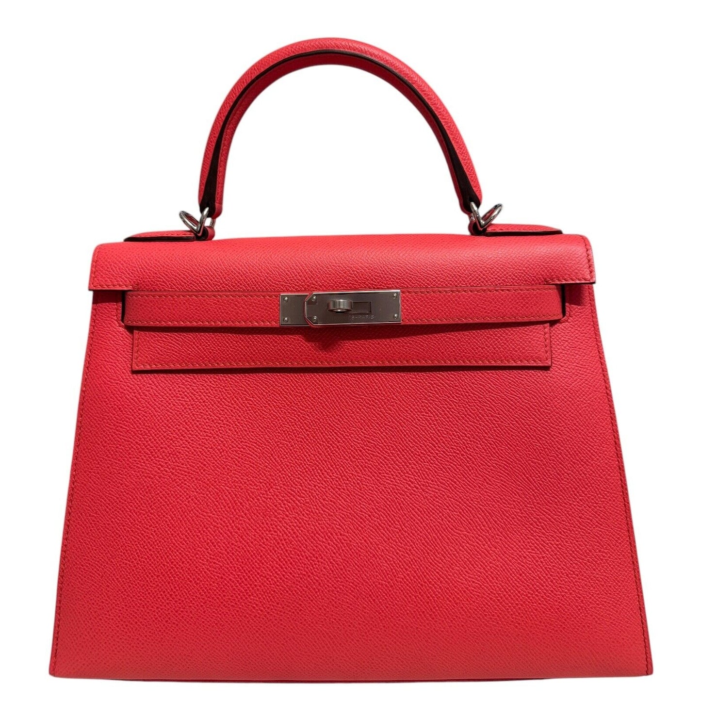 Hermes Kelly 28 Sellier Rose Texas Pink Epsom Leather Palladium Hardware