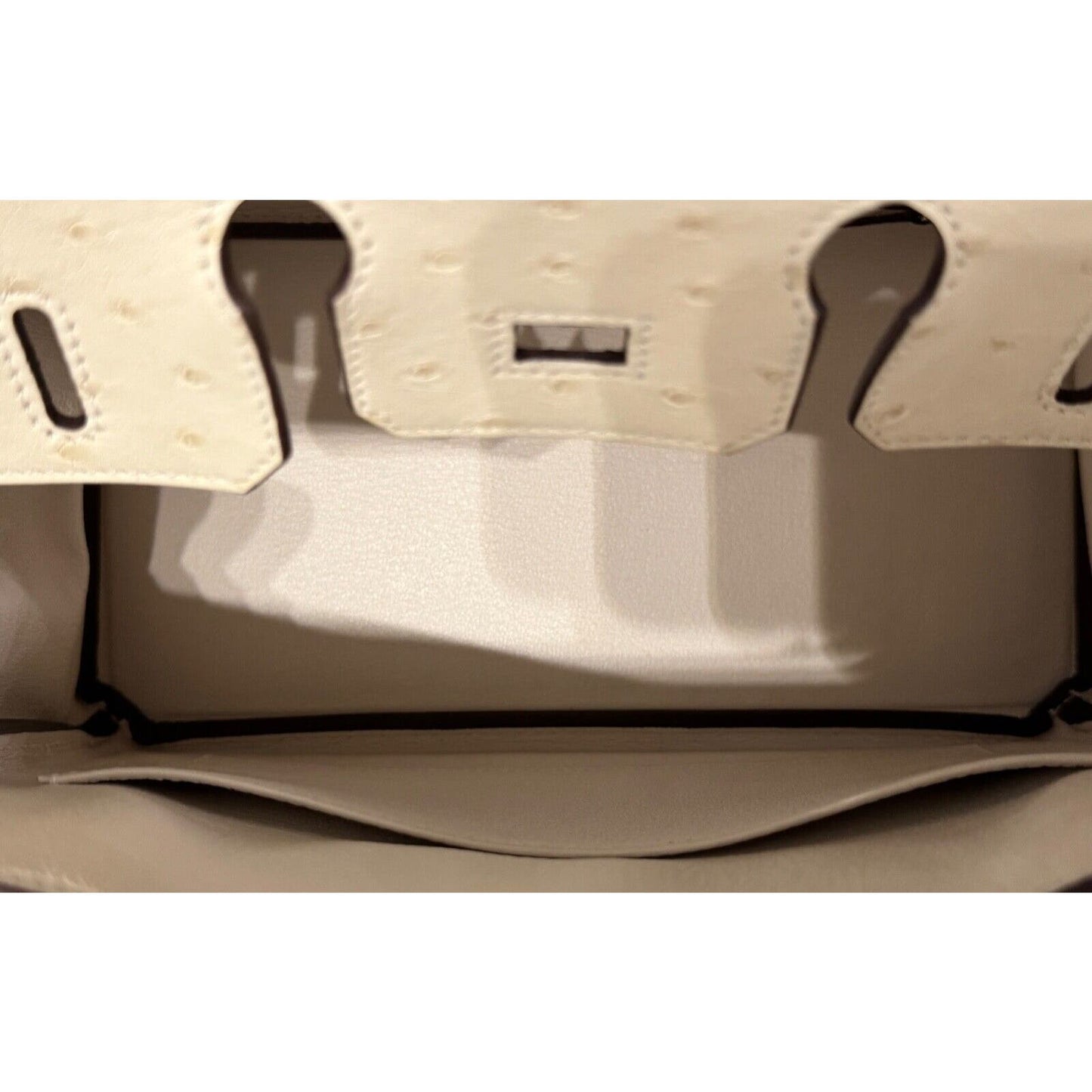 Hermes Birkin 25 Ostrich Nata White Beige Leather Gold Hardware