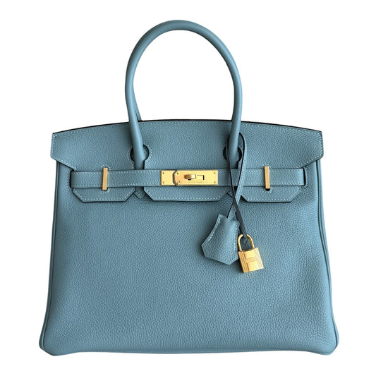 Hermes Birkin 30 Bleu Ciel Blue Togo Leather Gold Hardware RARE