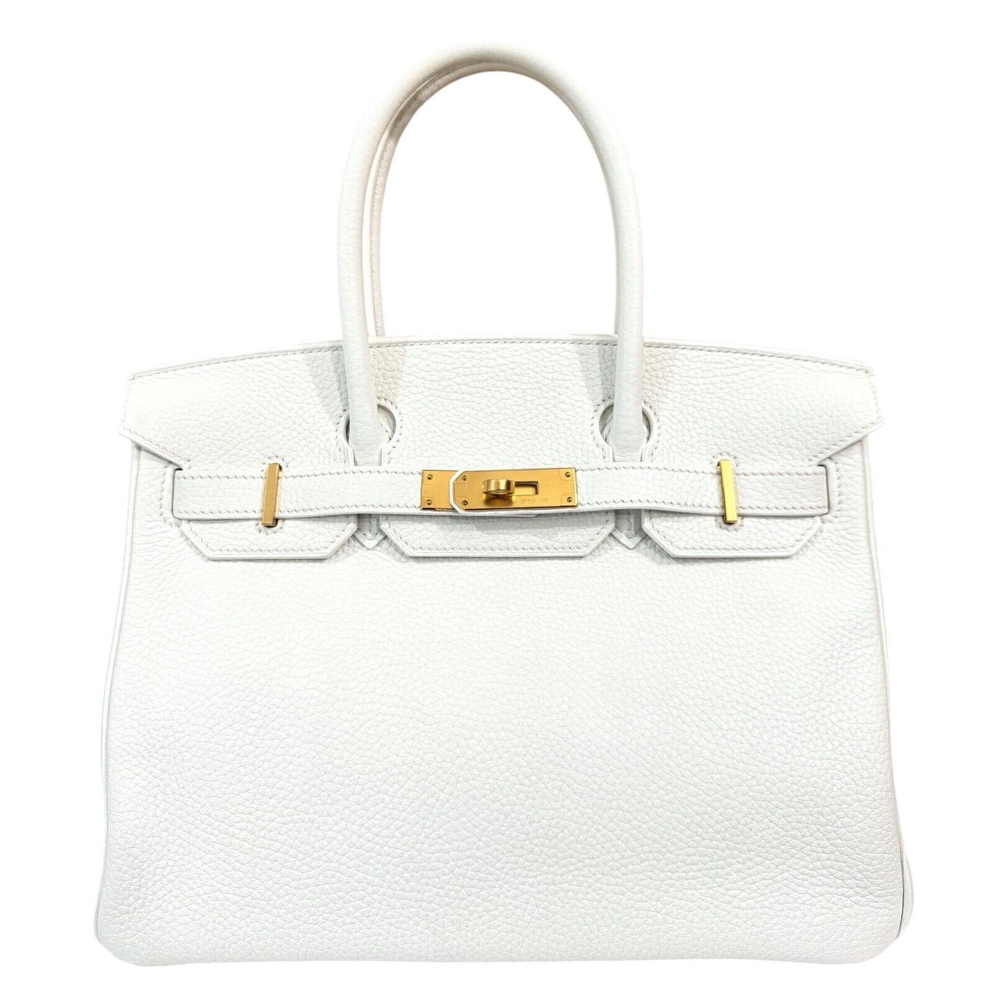 Hermes Birkin 30 White Blanc Leather Gold Hardware Handbag RARE