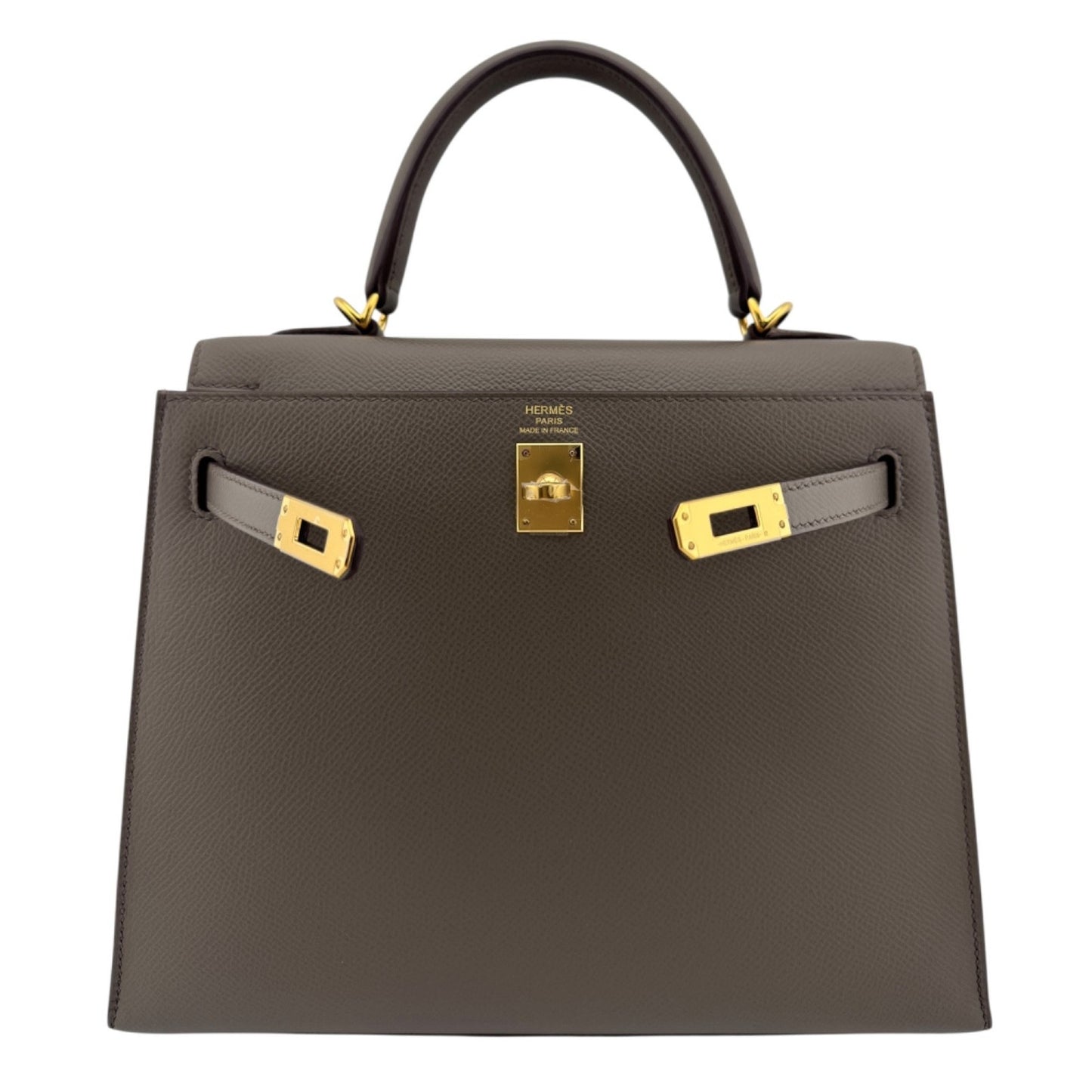 Hermes Kelly 25 Sellier Etain Gray Grey Epsom Leather Gold Hardware Rare