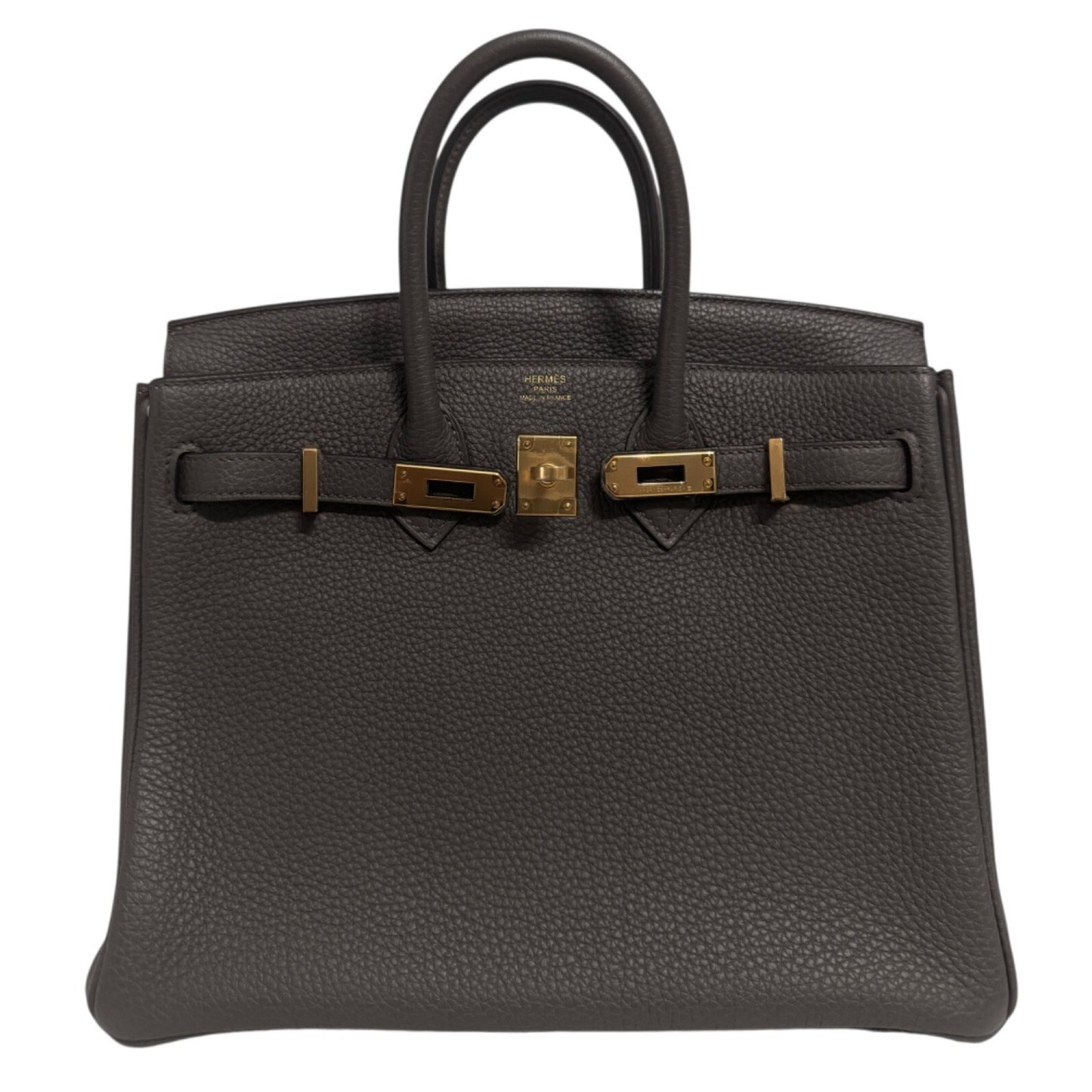 Hermes Birkin 25 Etain Gray Grey Togo Leather Gold Hardware Handbag