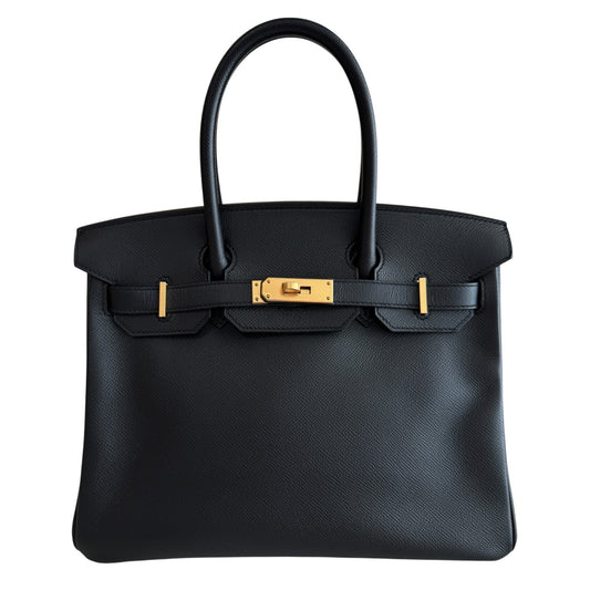 Hermes Birkin 30 Black Noir Epsom Leather Gold Hardware RARE