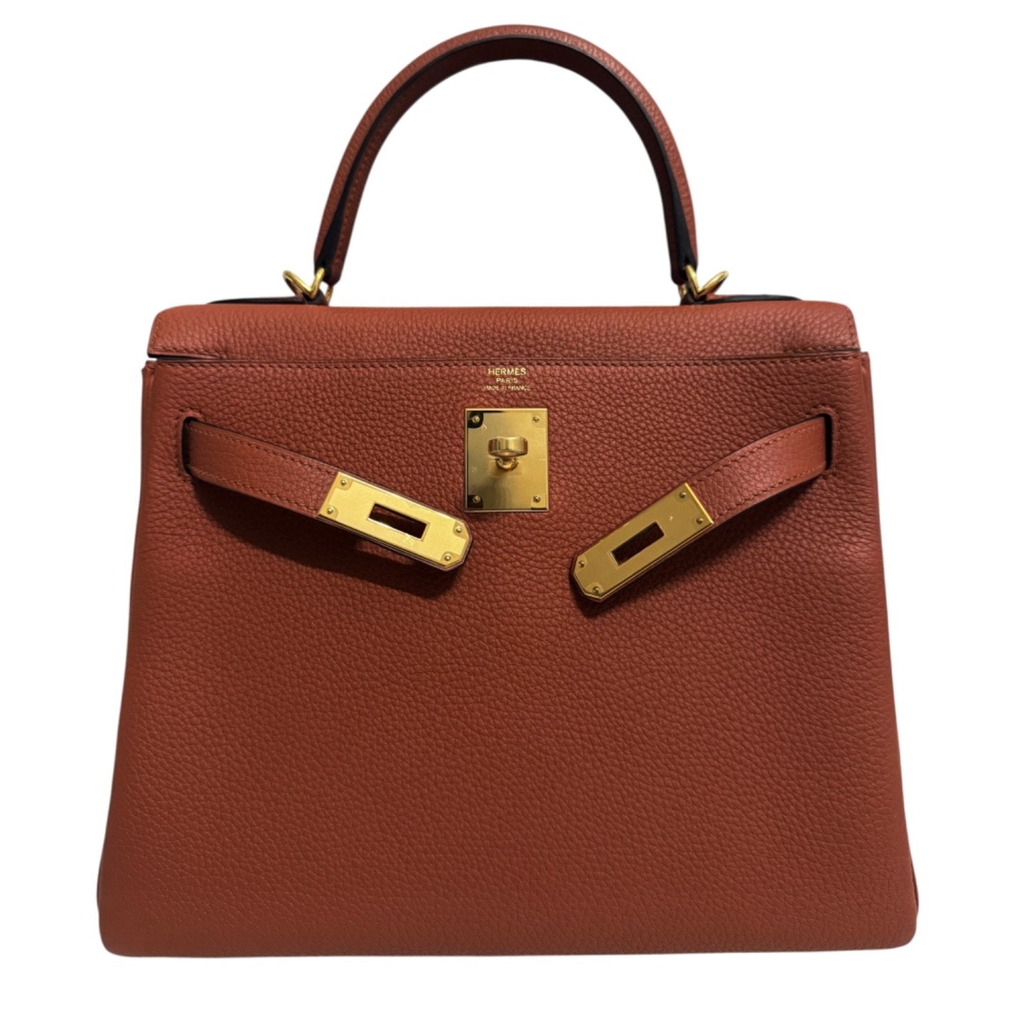 Hermes Kelly 28 Cuivre Orange Togo Leather Gold Hardware