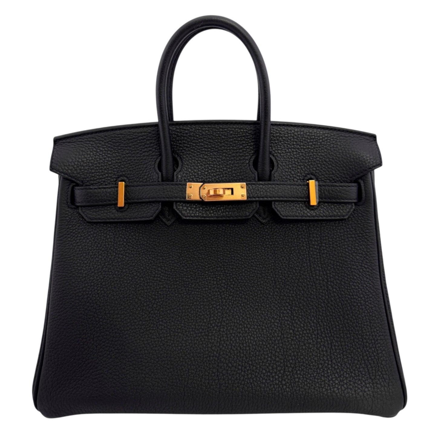 Hermes Birkin 25 Black Noir Togo Leather Rose Gold Hardware Handbag