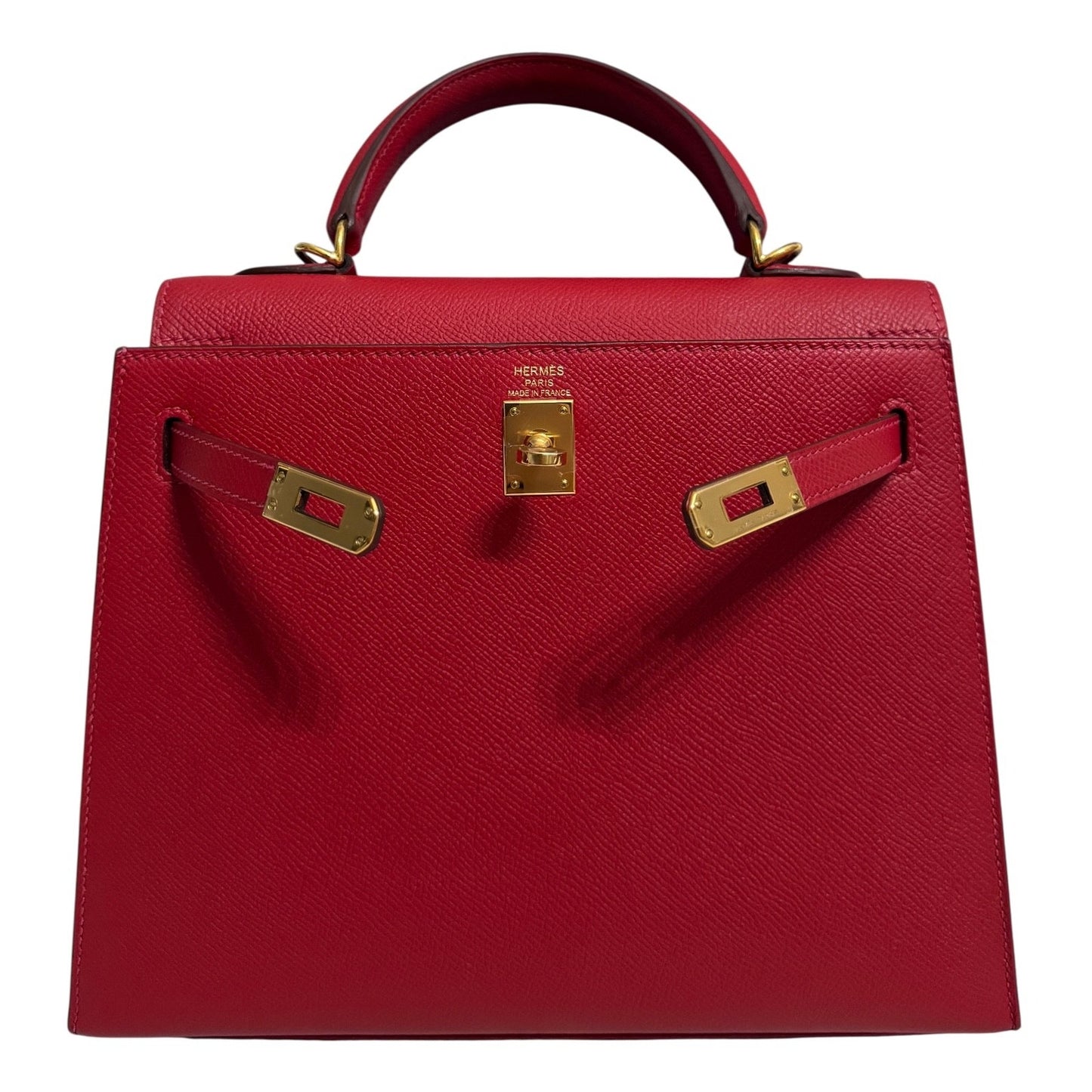 Hermes Kelly 25 Sellier Rouge Casaque Red Epsom Leather Gold Hardware