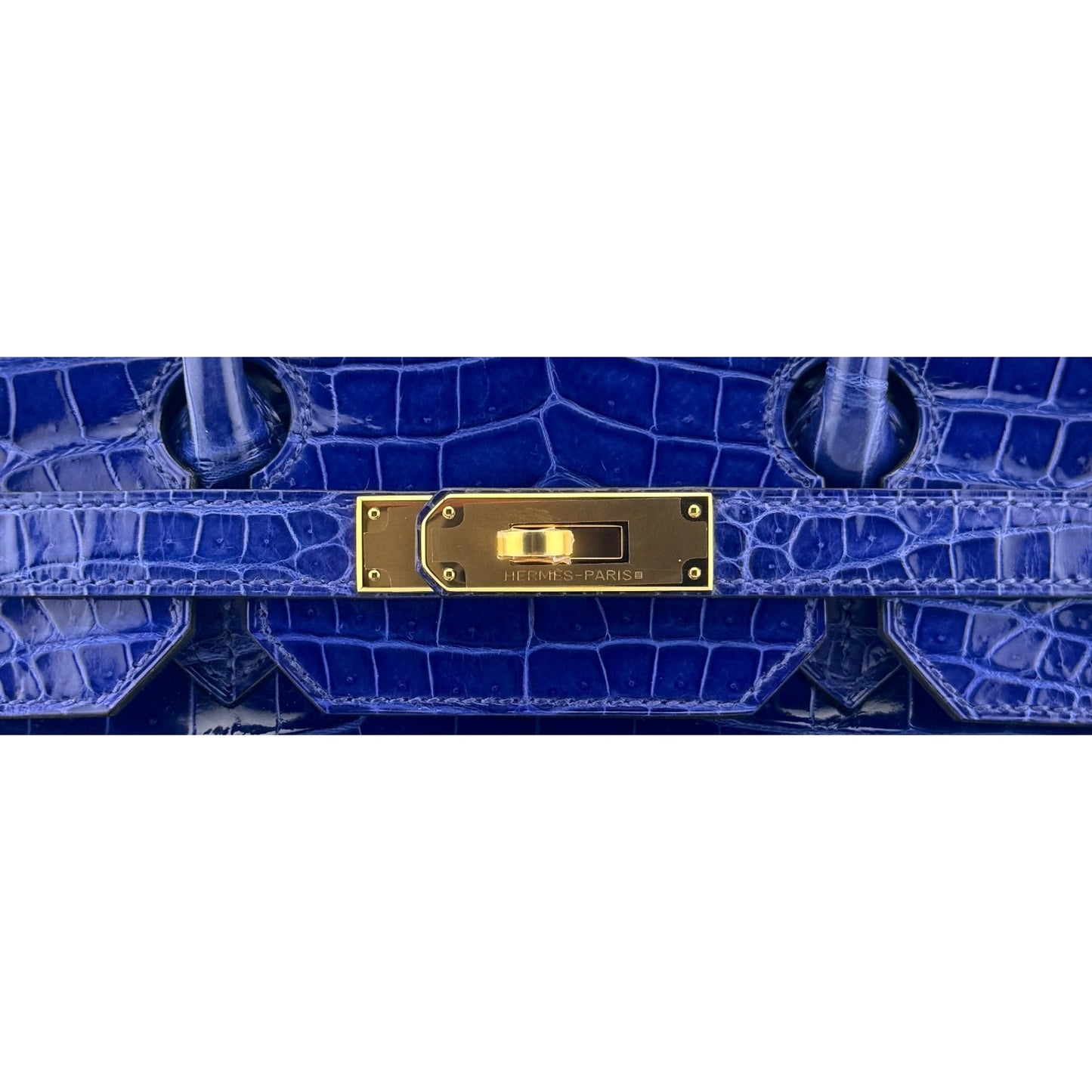 Hermes Birkin 35 Blue Electric Shinny Porosus Crocodile Gold Hardware RARE