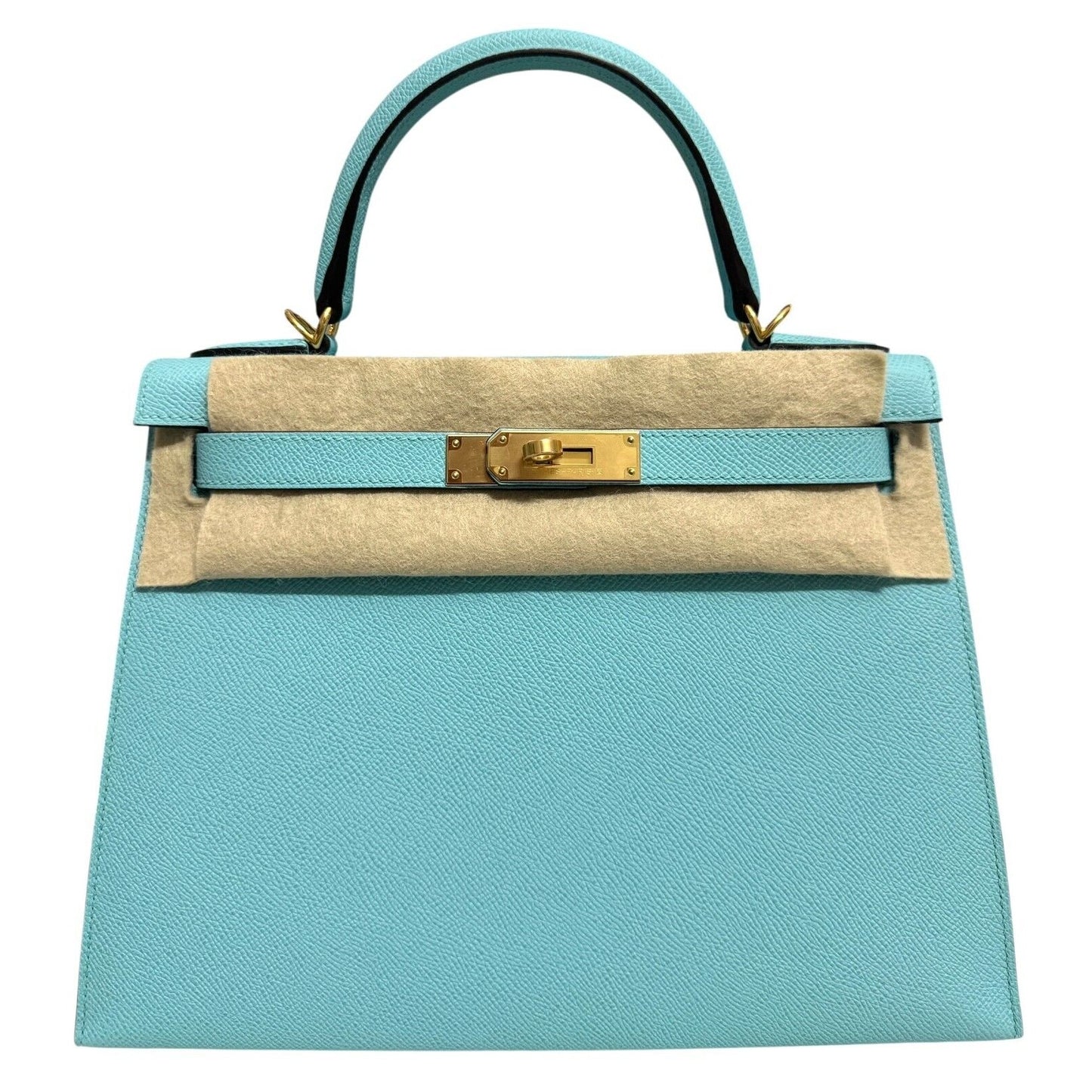 Hermes Kelly 28 Sellier Blue Atoll Tiffany Blue Epsom Leather Gold Hardware