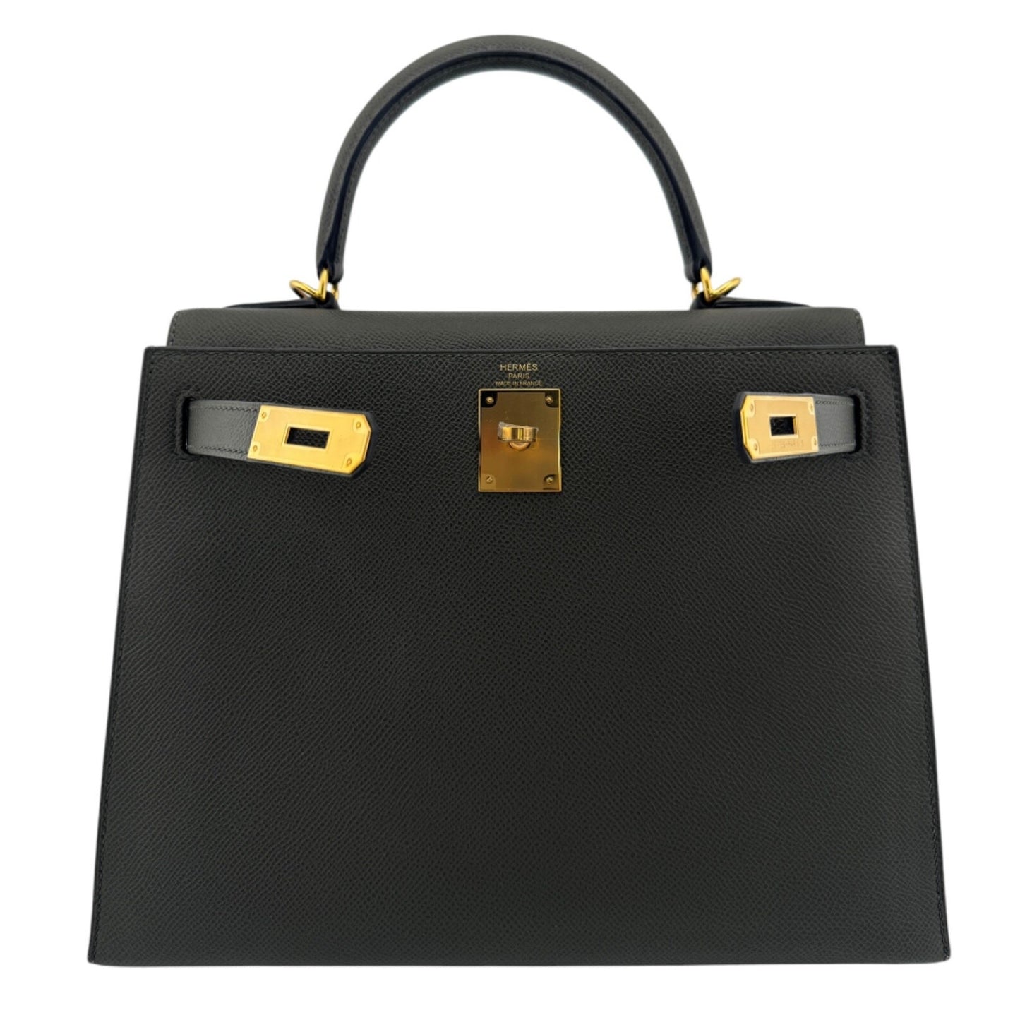 Hermes Kelly 28 Sellier Vert de Gris Green Gray Epsom Leather Gold Hardware