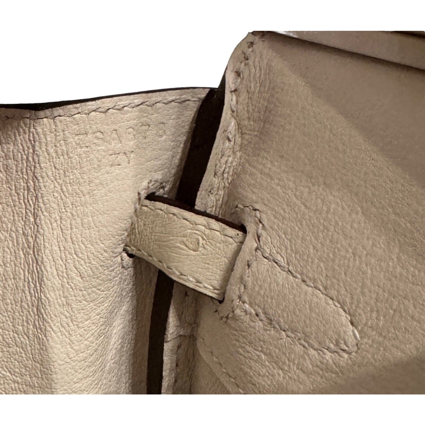 Hermes Birkin 25 Ostrich Nata White Beige Leather Gold Hardware