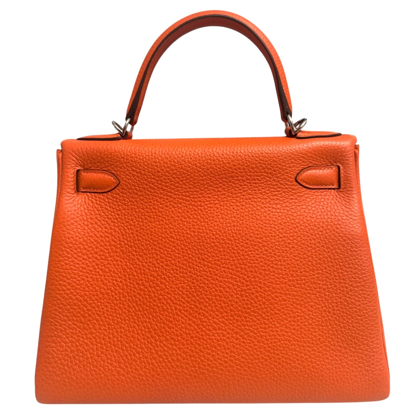 Hermes Kelly 28 Orange Togo Leather Palladium Hardware
