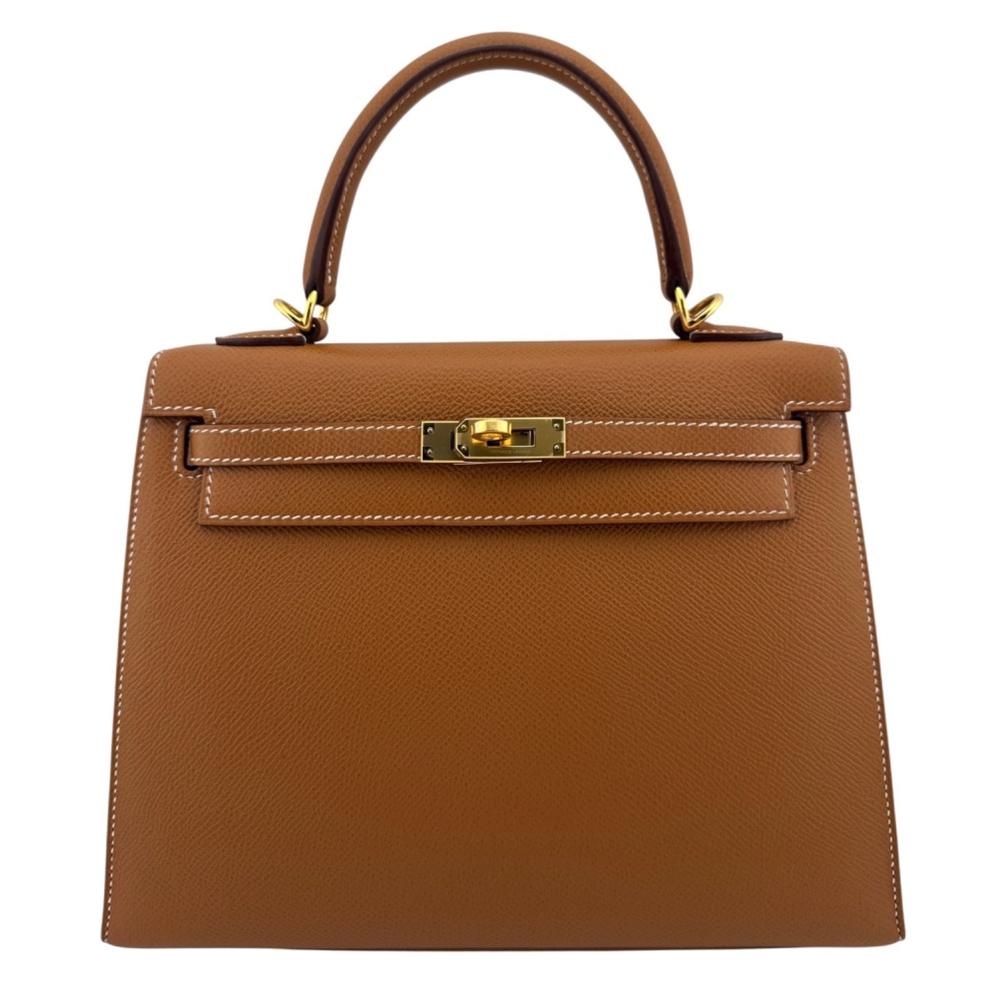 Hermes Kelly 25 Sellier Gold Tan Epsom Leather Gold Hardware
