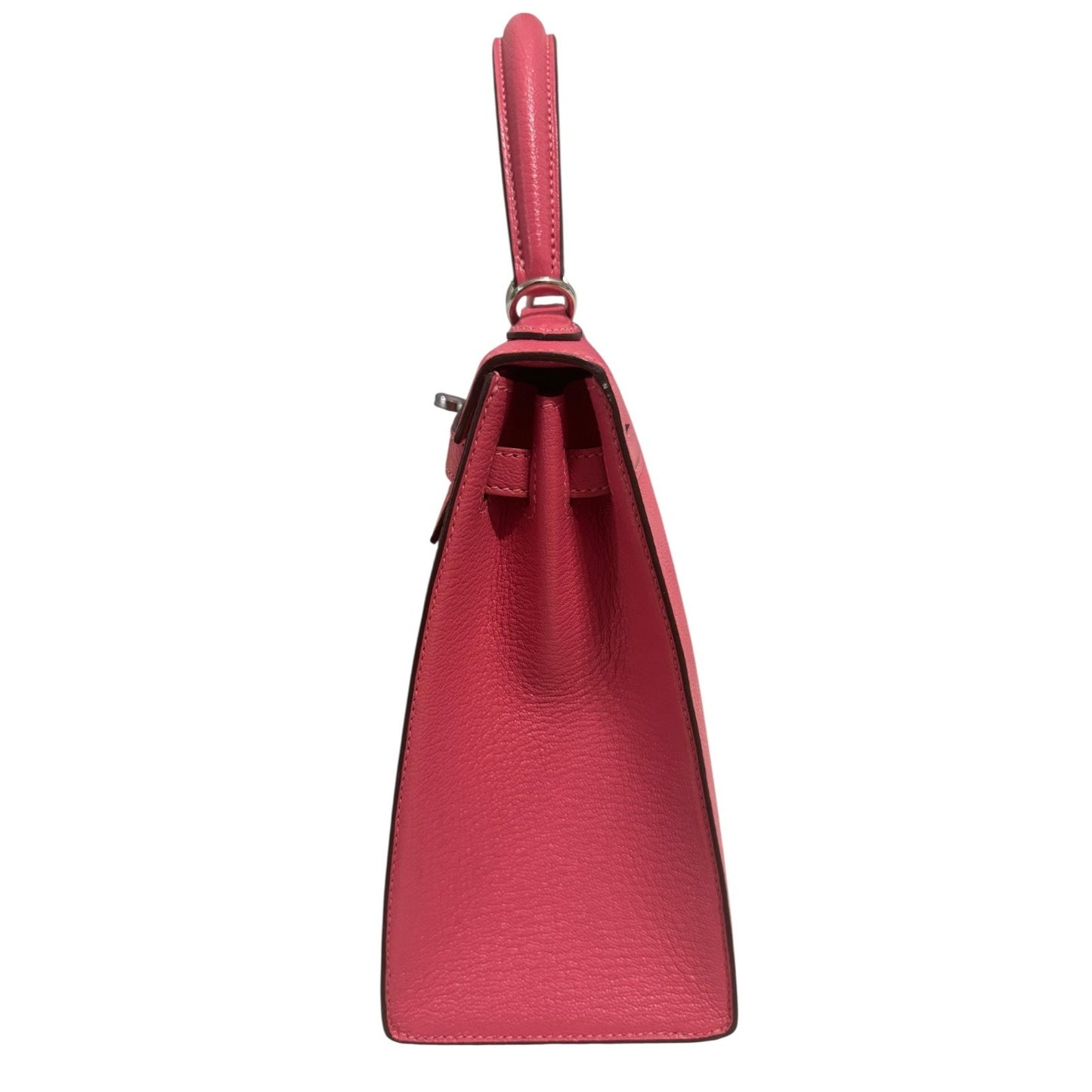 Hermes Kelly 25 Sellier Rose Azalee Azalea Pink Chevre Leather Palladium RARE