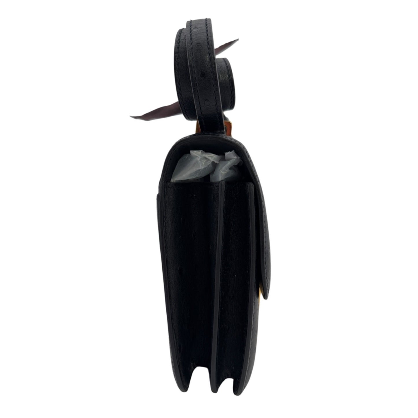 HERMES Constance 18 Mini Black Noir Ostrich Leather Gold Hardware RARE