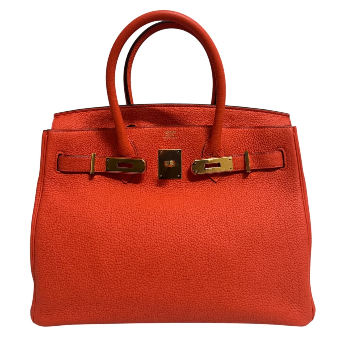 Hermes Birkin 30 Feu Orange Leather Gold Hardware RARE