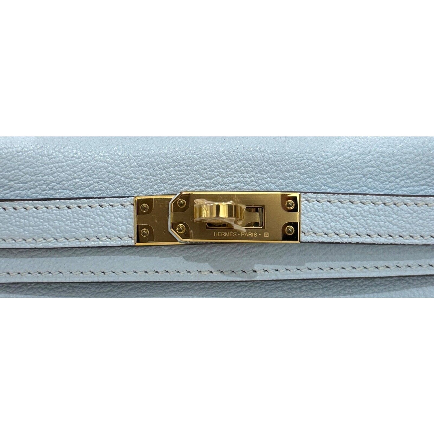 Hermes Kelly Mini 20 Bleu Blue Brume Baby Blue Chèvre Leather Gold Hardware RARE