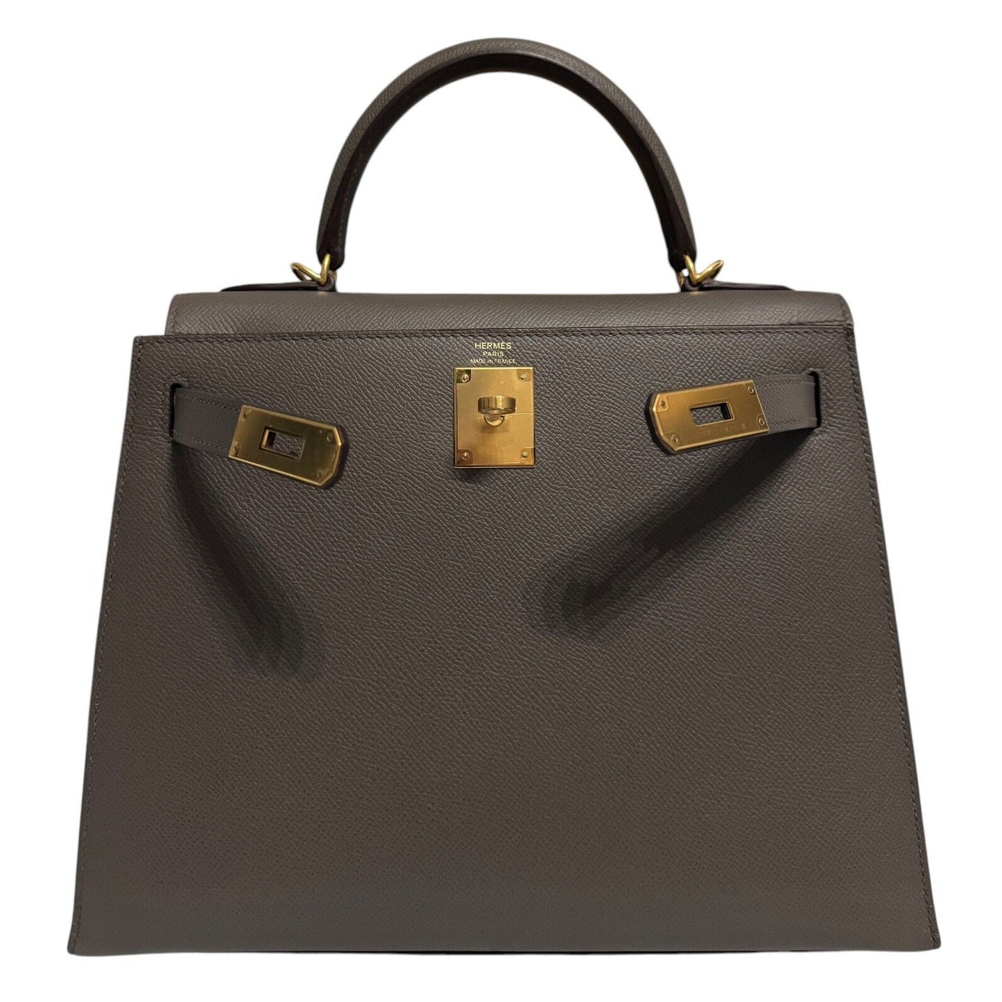 Hermes Kelly 28 Sellier Etain Gray Grey Epsom Leather Gold Hardware