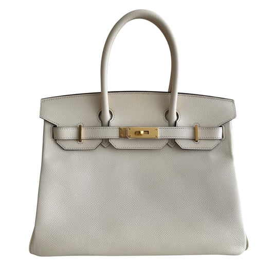Hermes Birkin 30 Nata Epsom Leather Gold Hardware Handbag