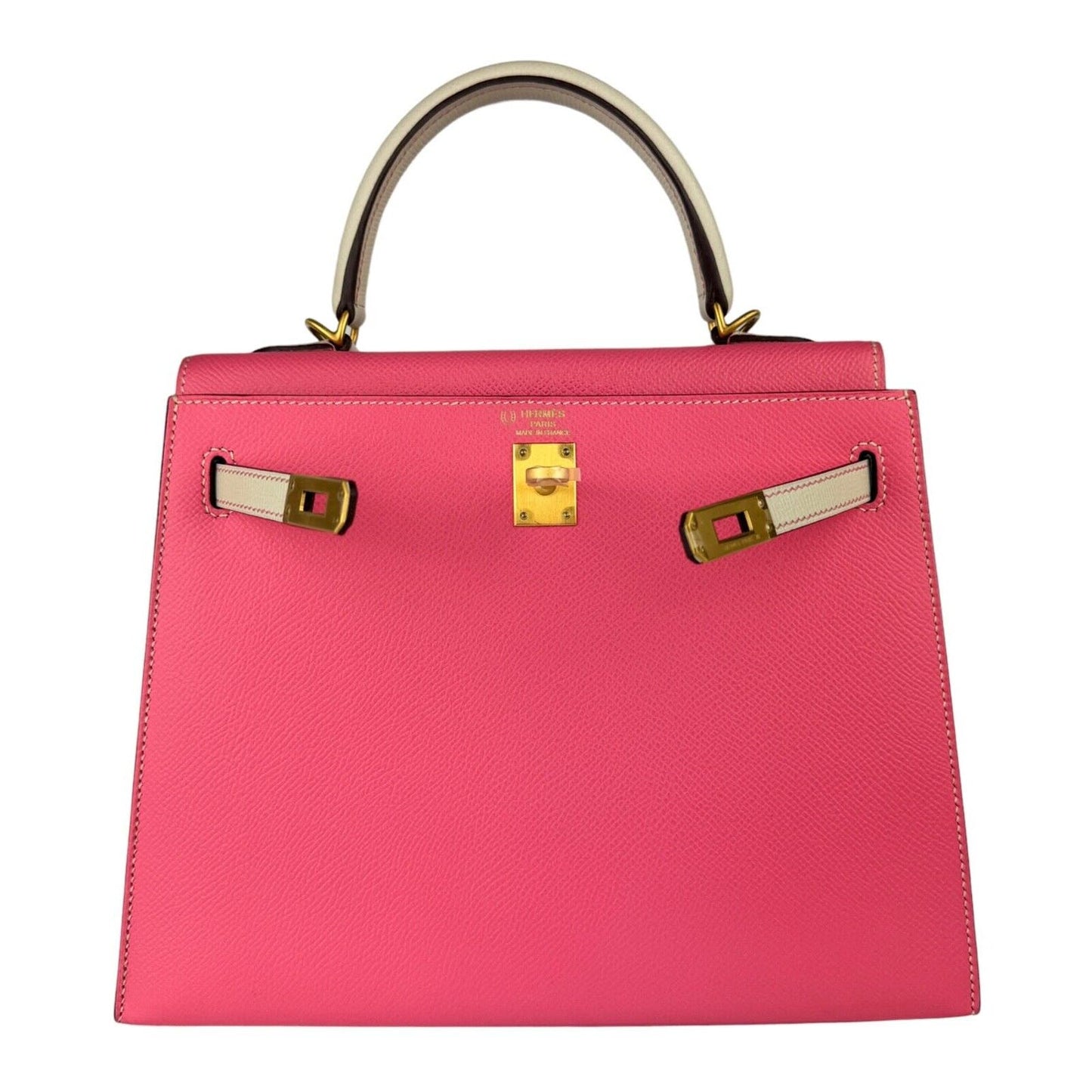 Hermes Kelly 25 Sellier Special Order Rose Azalea Pink Craie Epsom Brushed Gold