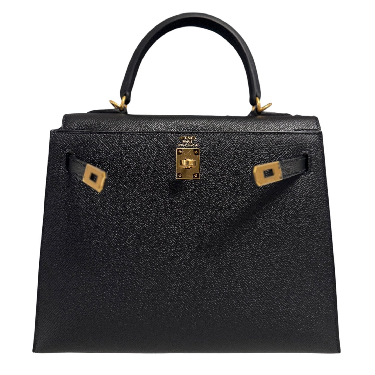 Hermes Kelly 25 Sellier Black Noir Epsom Leather Gold Hardware