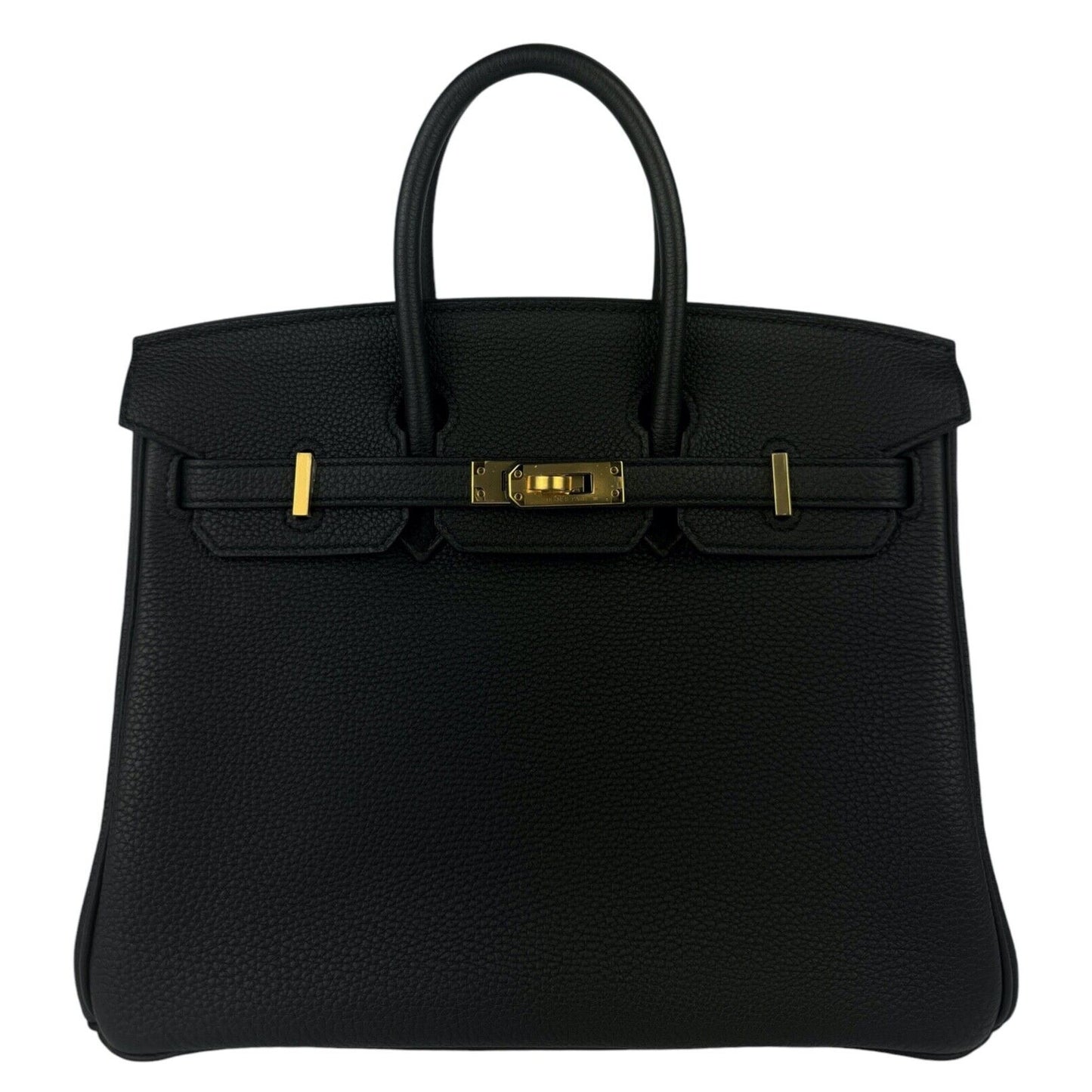 Hermes Birkin 25 Black Noir Togo Leather Gold Hardware Handbag RARE
