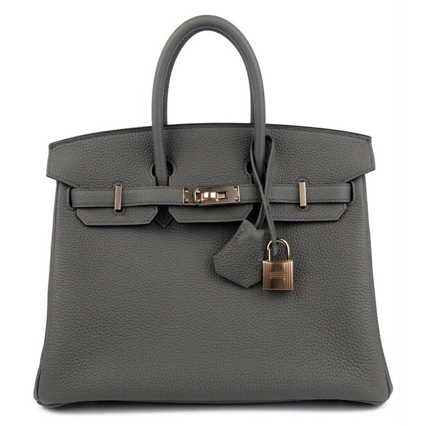 Hermes Birkin 25 Etain Gray Grey Togo Leather Rose Gold Hardware
