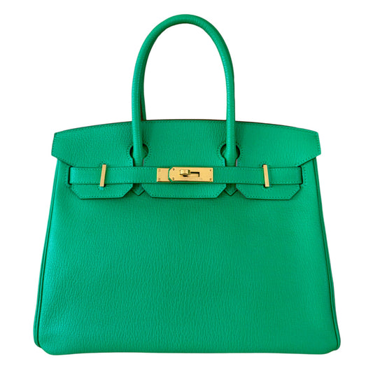 Hermes Birkin 30 Menthe Mint Green Chevre Leather Gold Hardware Rare