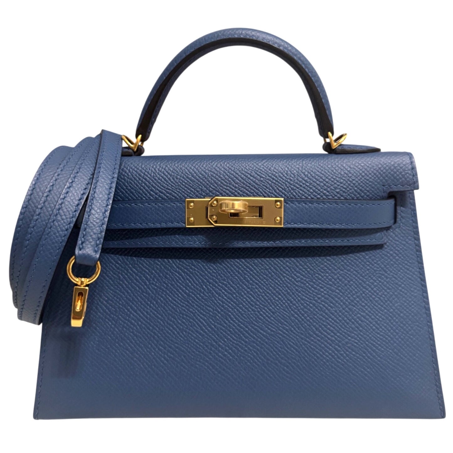 Hermes Kelly Mini 20 Blue Agate Bleu Epsom Gold Hardware RARE