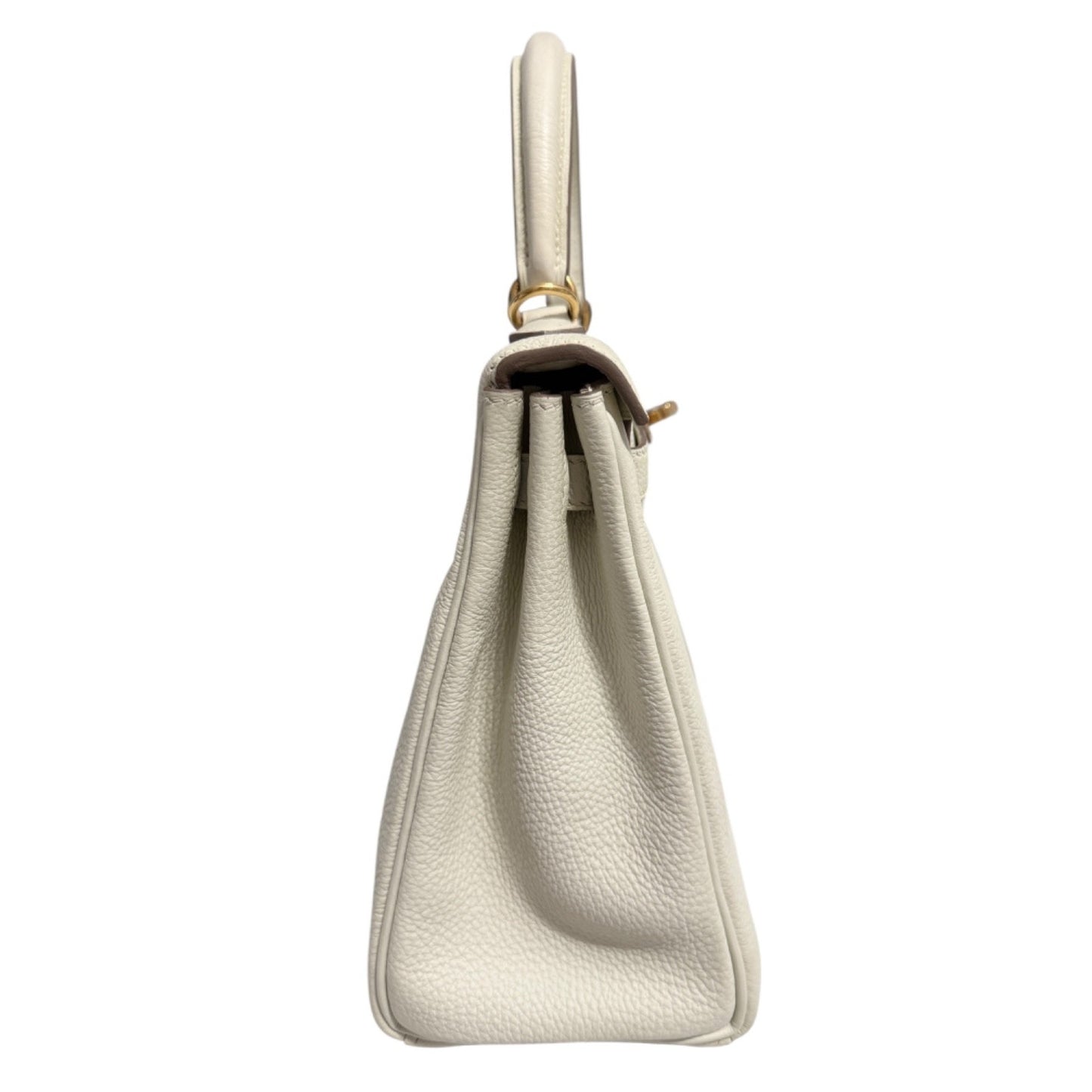 Hermes Kelly 25 Mushroom White Togo Leather Gold Hardware