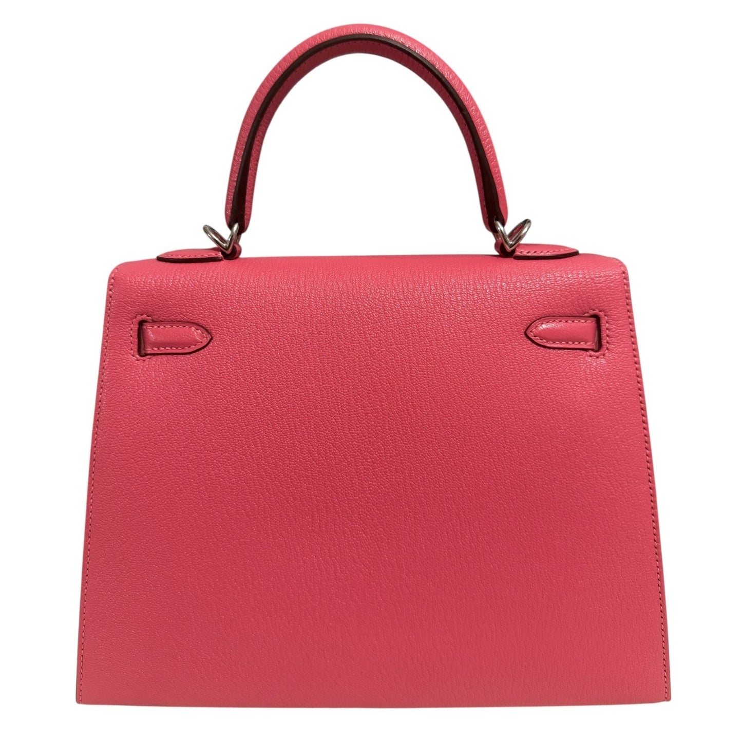 Hermes Kelly 25 Sellier Rose Azalee Azalea Pink Chevre Leather Palladium RARE