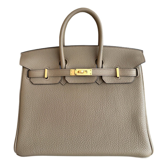 Hermes Birkin 25 Beige Marfa Tan Togo Leather Gold Hardware NEW