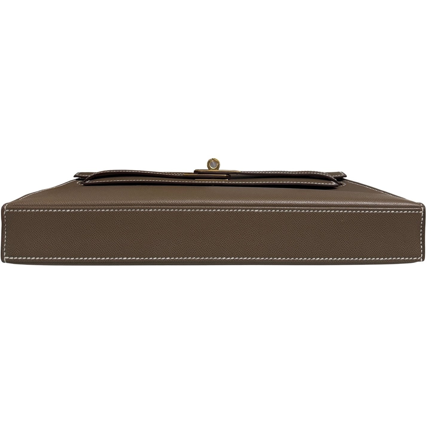 Hermès Kelly Elan Etoupe Gray Madame Leather Gold Hardware Clutch Shoulder Bag