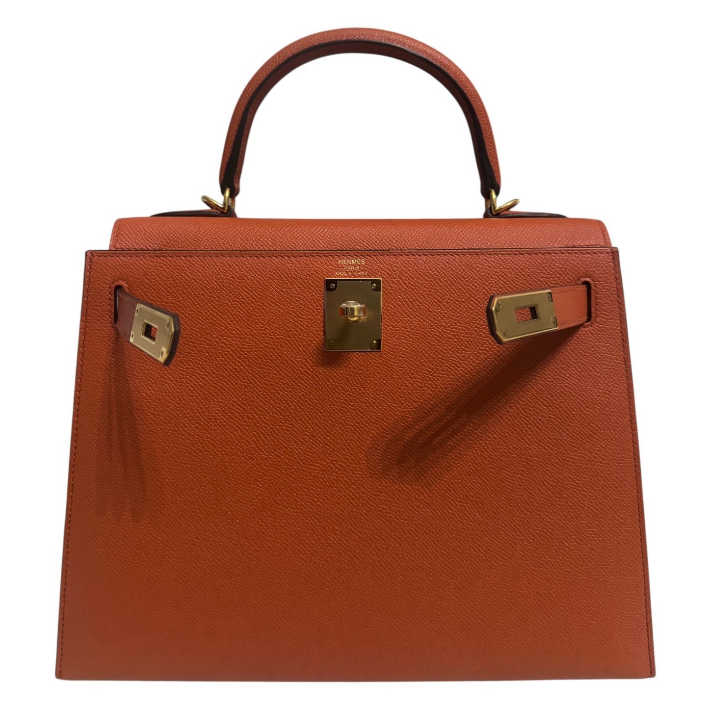 Hermes Kelly 28 Sellier Terre Battue Orange Epsom Leather Gold Hardware