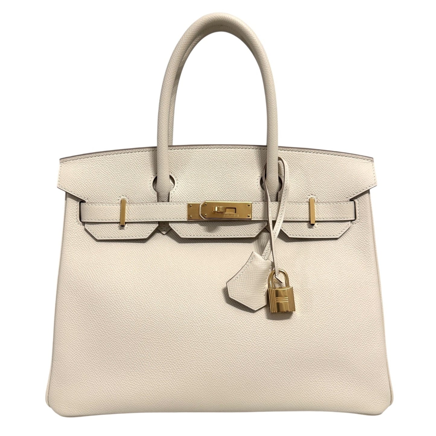 Hermes Birkin 30 Craie White Epsom Leather Gold Hardware Handbag