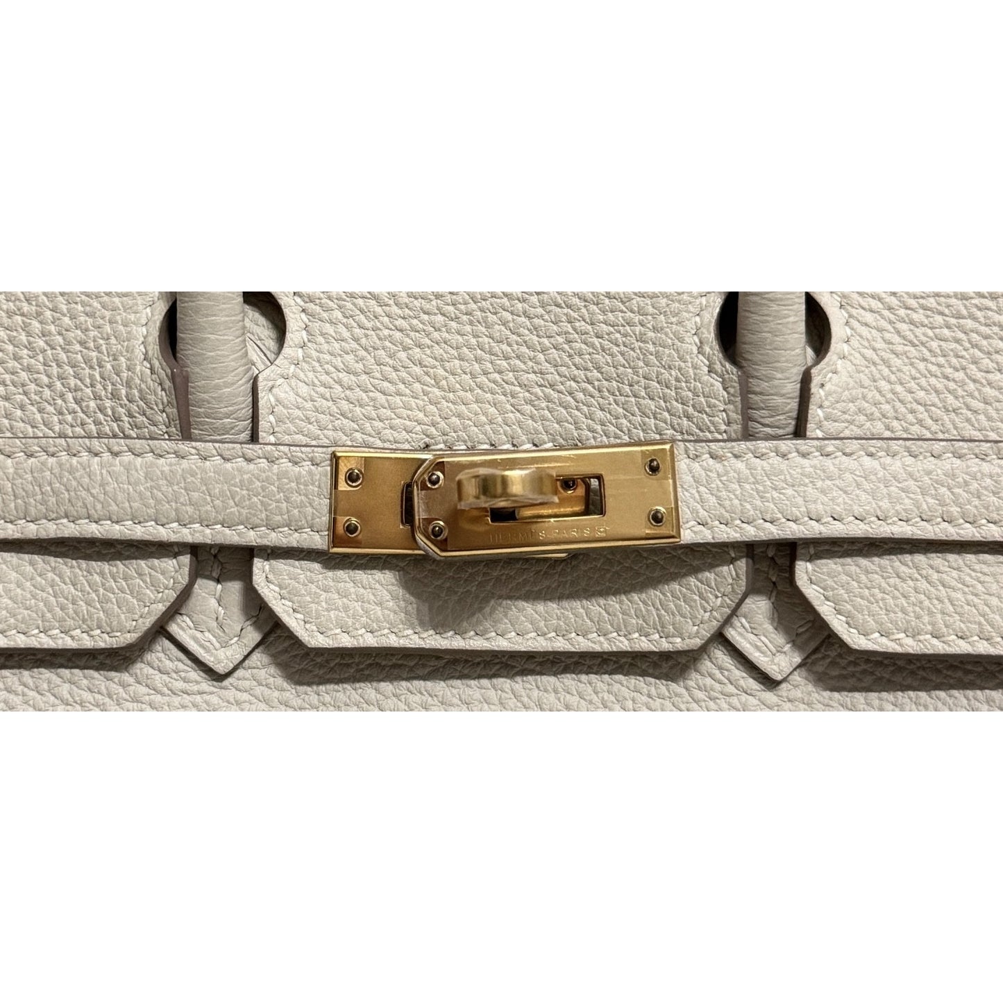 Hermes Birkin 25 Craie White Beige Togo Leather Gold Hardware Handbag