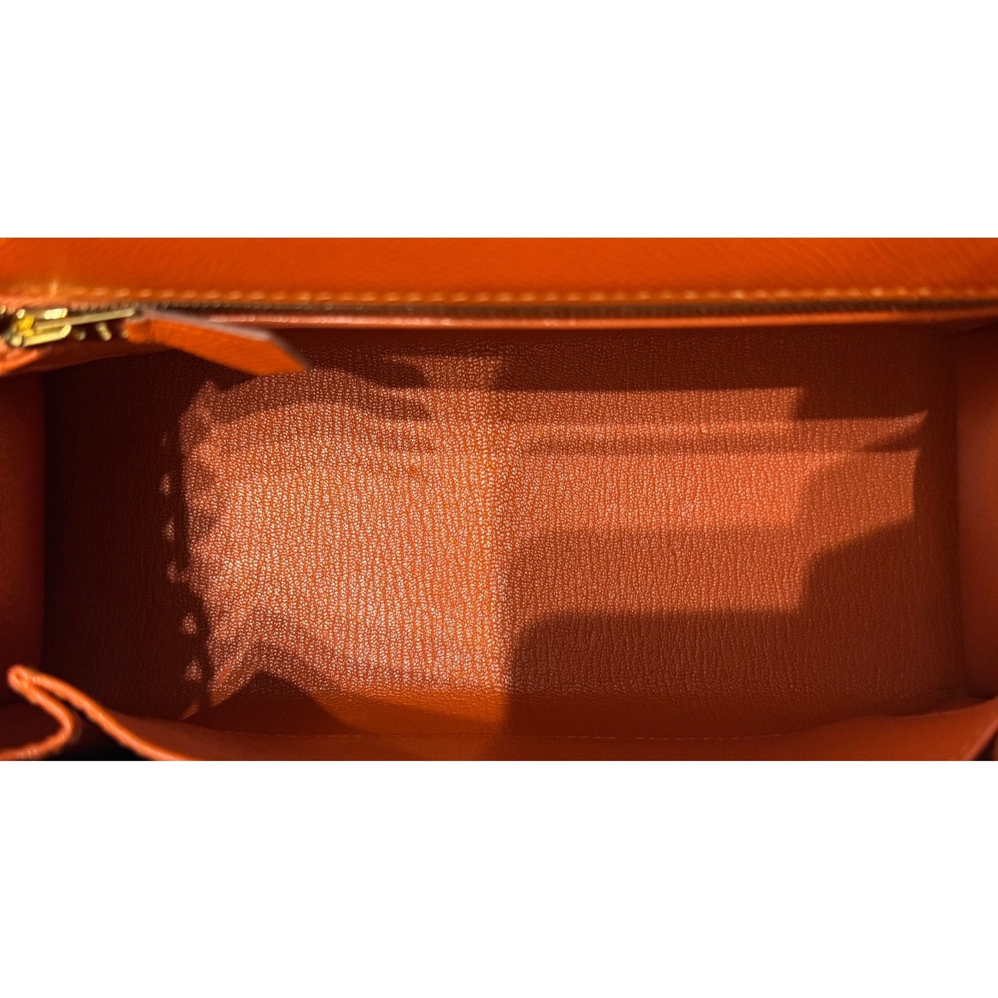 Hermes Kelly 25 Sellier Feu Orange Epsom Leather Gold Hardware