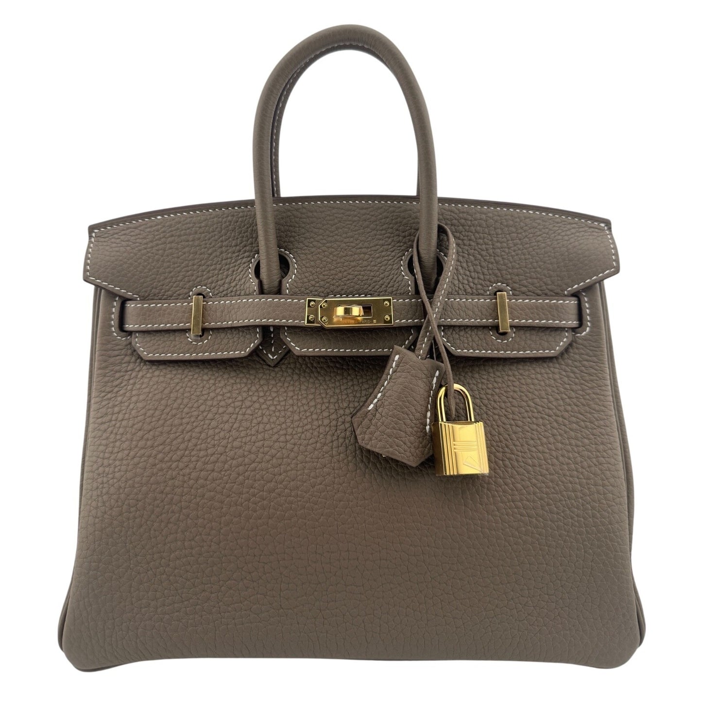 Hermes Birkin 25 Etoupe Grey Gray Togo Leather Gold Hardware Handbag RARE