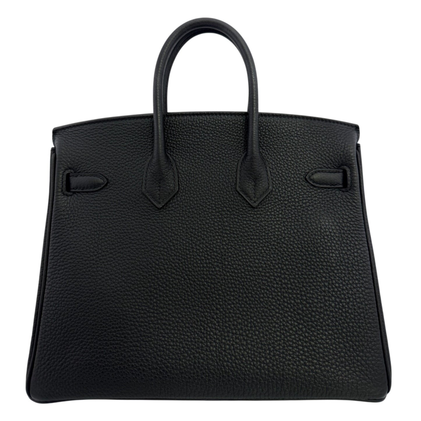 Hermes Birkin 25 Black Noir Togo Leather Rose Gold Hardware Handbag