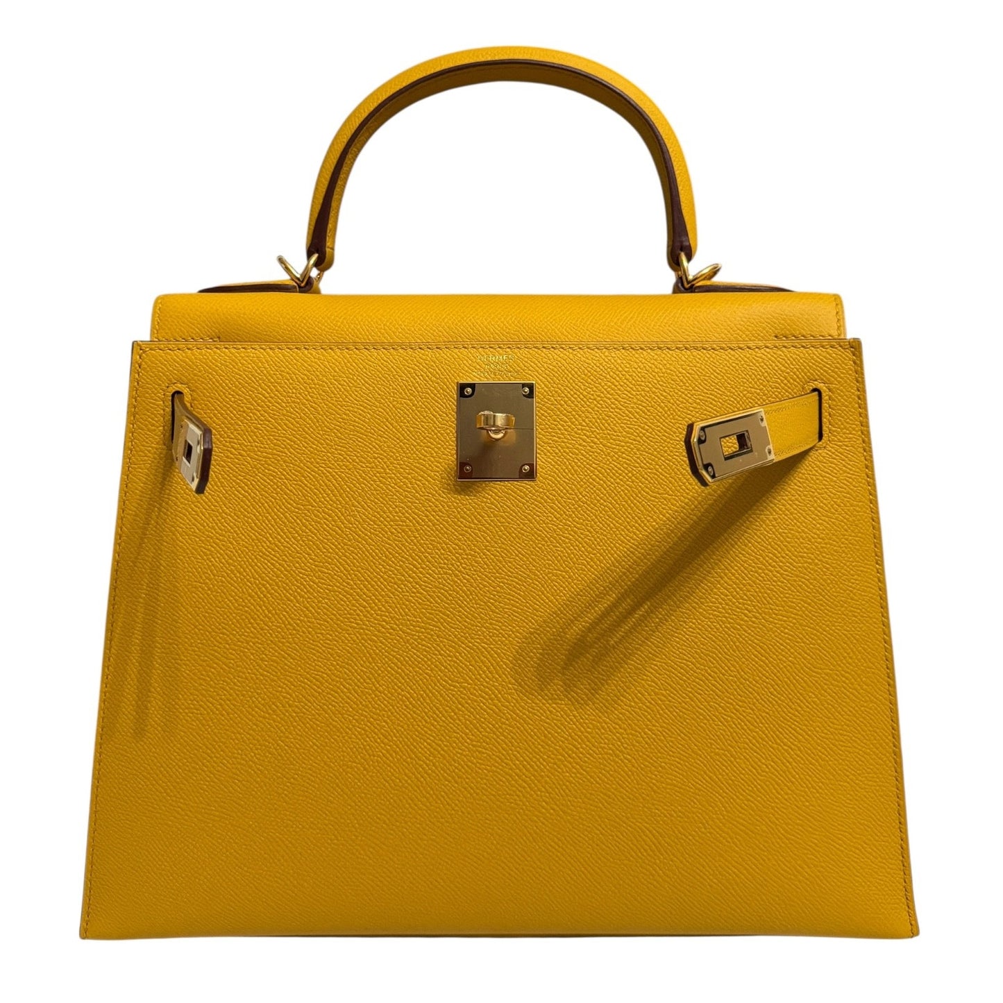 Hermes Kelly 28 Sellier Jaune Ambre Yellow Epsom Leather Gold Hardware