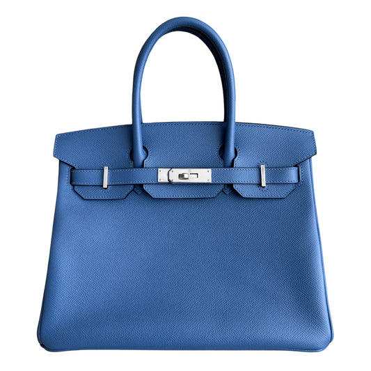 Hermes Birkin 30 Blue Azure Epsom Leather Palladium Hardware Rare