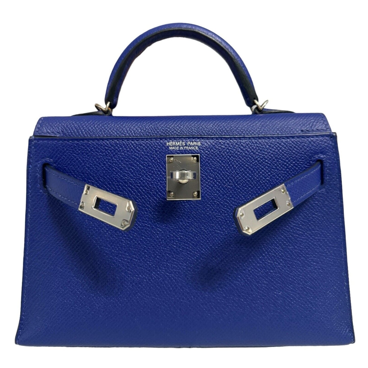 Hermes Kelly Mini 20 Blue Electric Electrique Epsom Leather Palladium Hardware